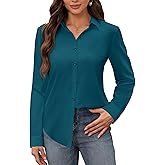 siliteelon Women's Stain Shield Dress Shirts Wrinkle Free Long Sleeve Shirts Solid Work Business Button Down Shirts