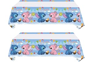 Fenghu 2Pack Stitch Party Tablecloth for Stitch Table Cover Party Supplies Decorations (70" x 42")