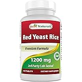 Best Naturals Red Yeast Rice 1200 mg (Non-GMO) 120 Tablets - Non Irradiated, Citrinin Free