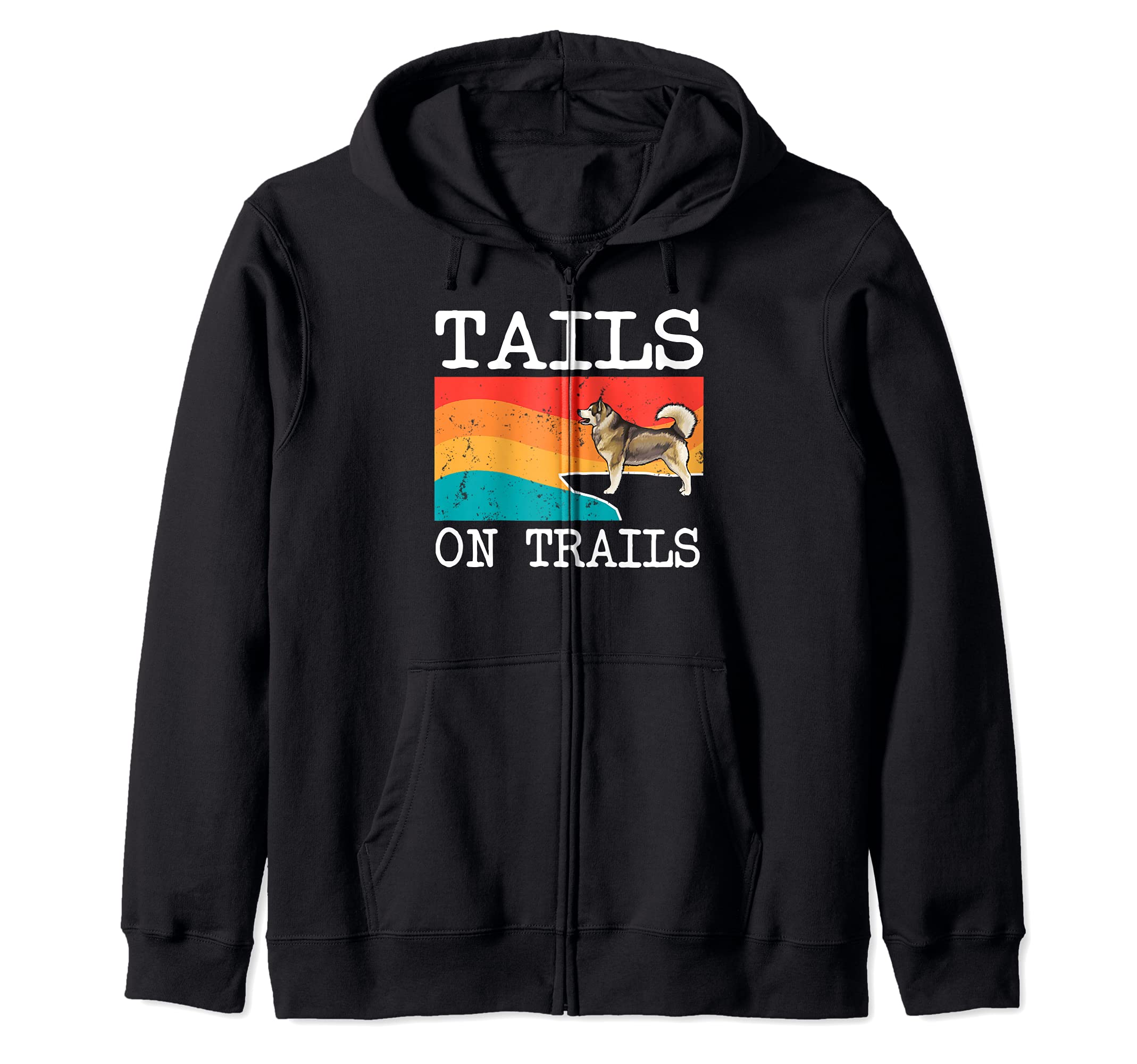Tails On Trails Alaskan Malamute Dog Funny Hiking Zip Hoodie