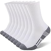 COOVAN 8 Pairs Mens Crew Socks Cushioned Moisture Wicking Athletic Heavy Duty Work Sport Breathable Training Socks