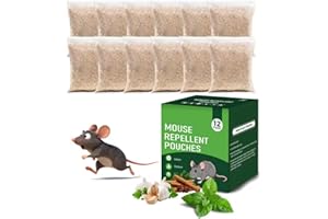 BNBSO Mouse Repellent Pouches - Natural Peppermint Oil, Long-Lasting Rodent Repellent - Safe for Pets & Children, Mice Repellent Indoor/Outdoor Use in Garage, Car & Garden -12 Pack