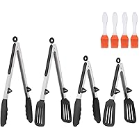Kitchen Tongs for Cooking - Non-stick Premium Silicone Tips & Locking Stainless Steel Tongs - High Heat Resistant…