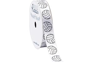 Ribbli Satin Volleyball Ribbon,5/8-Inch x 10-Yard,White/Black,Use for Team Hair Bows,Wreath,Sport Lanyards,Gift Wrapping,Party Decoration,All Crafting and Sewing