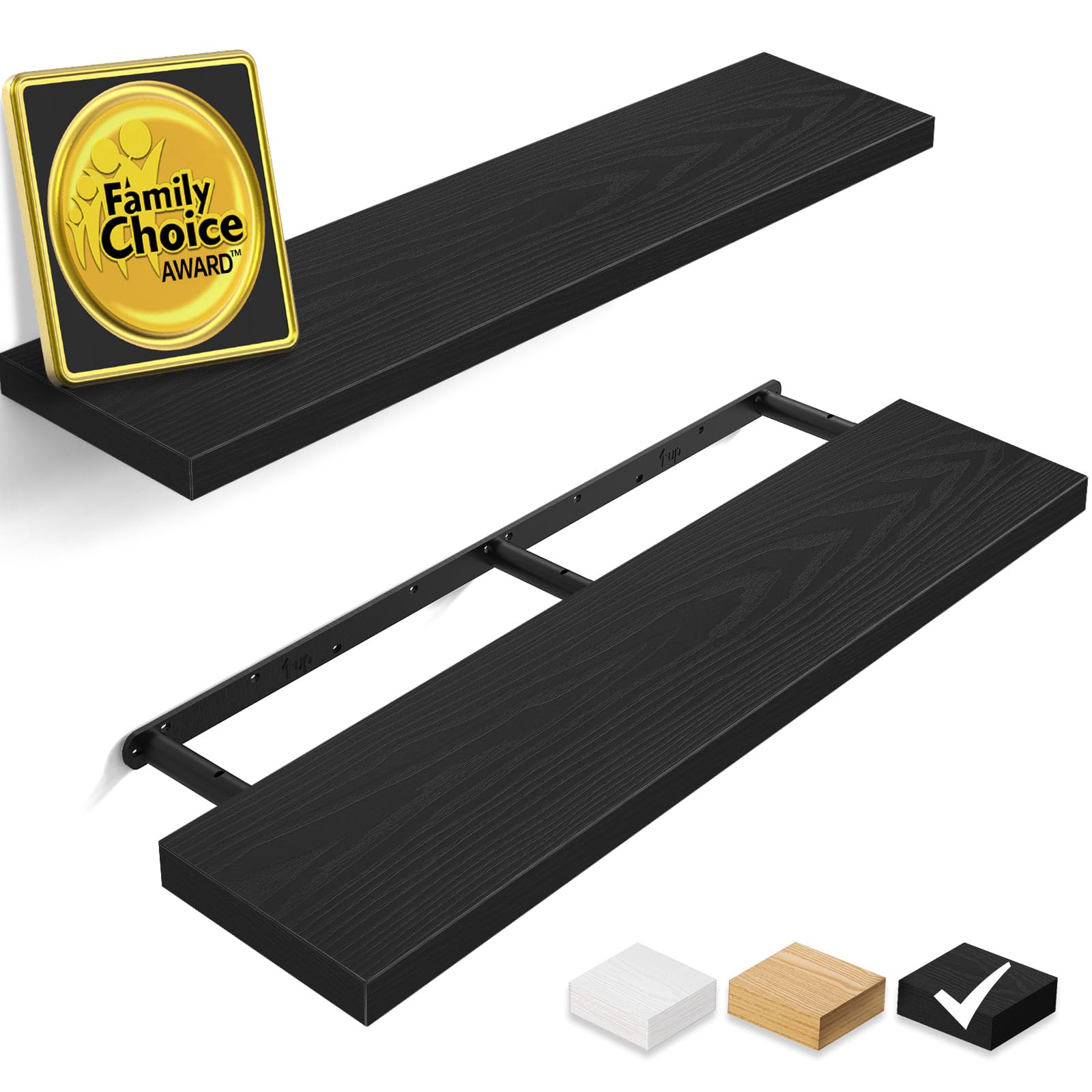 Photo 1 of ***Missing bracket***
BAYKA Floating Shelves for Wall, 36 inches Long Wall Mounted Rustic Wood Shelves for Bathroom, Bedroom, Living Room, Kitchen, Office, Hanging Shelf for Books/Storage/Decor(Black,Set of 2)
