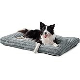 FURTIME Washable Dog Bed Large Sized Dogs, Deluxe Dog Crate Beds Comfy Fluffy Kennel Pad Anti-Slip Pet Sleeping Mat, Machine Washable Dogs Pillow, 35"x23"x3.5", Gray