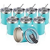 MEWAY 12oz/8Pack Insulated Stainless Steel Reusable Mug, Double Wall Durable Coffee Cup, Powder Coat, For Coffee, Beer, Home, Office (Light Green, 8 Pack)