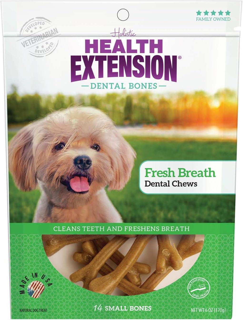 Health ExtensionFresh Breath Dental Bones for Dogs, 14 Small Bones – Supports Dental Health, Freshens Breath, Ideal for Puppy Training