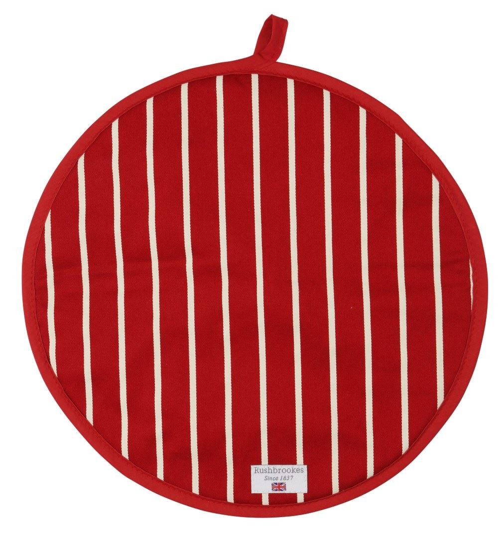 Rushbrookes Butchers Stripe Cook/Chefs Pad Hob Cover, Red