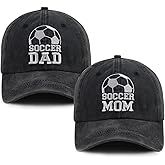 Soccer Mom and Soccer Dad Gifts for Women Men, 2 PCS Mom and Dad Hats, Sport Accessories Baseball Cap, Fathers Mothers Day Birthday Gift for Mama Papa Black