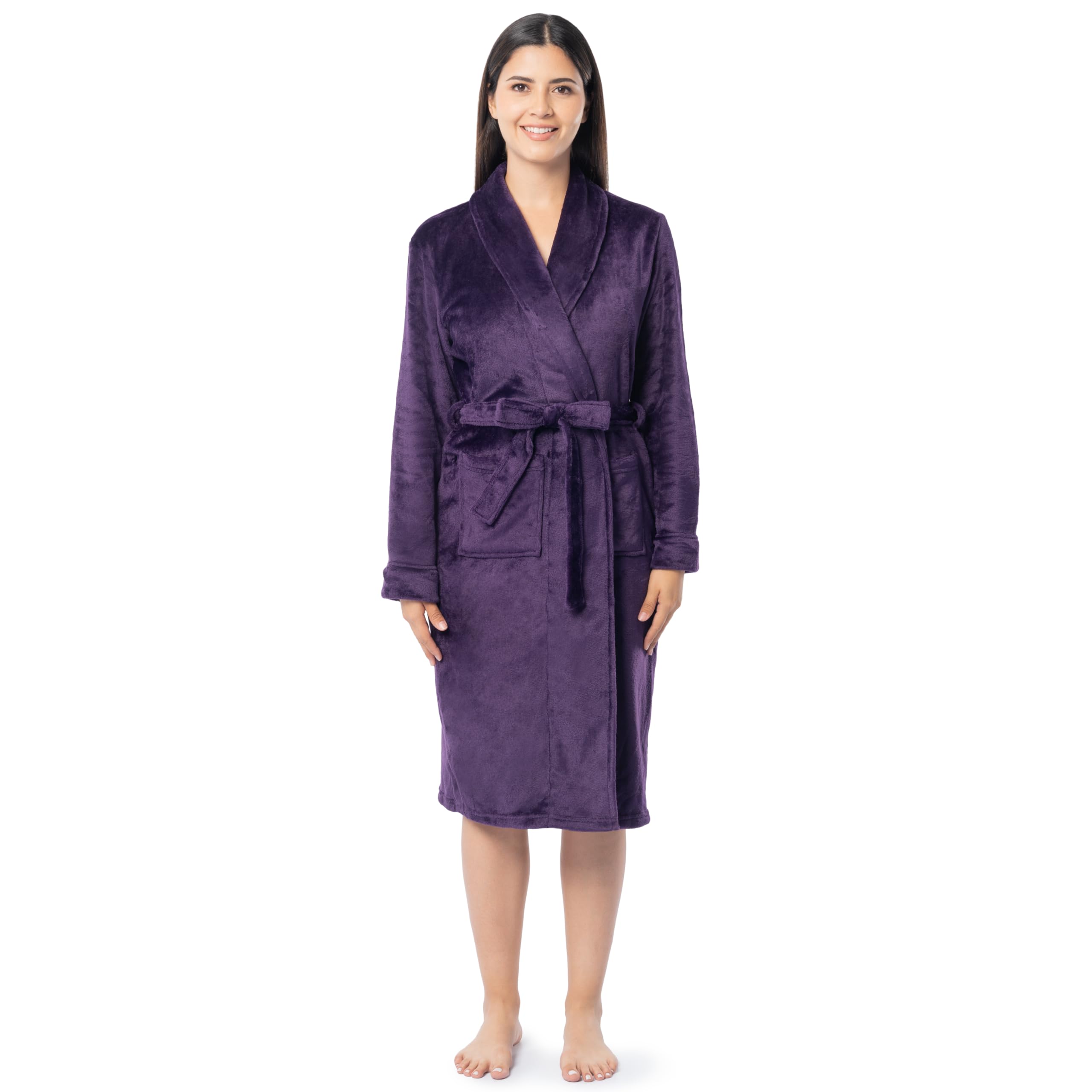Fruit of the Loom Women's Fleece Robe, Dark Plum, 2X Image