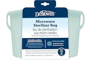 Dr. Brown's Microwave Steam Sterilizer Bag for Baby Bottles, Breast Pump Parts & Other Toddler Accessories, 100% Silicone, Reusable Sterilizing Bag
