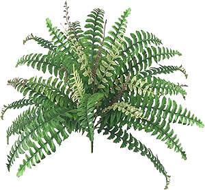 Artificial Silk Plant Boston Fern Bush Hanging Plants Fake Persian Rattan Greenery Imitation Ferns Plants for Wall Indoor Outdoor Wedding Garland Decor 37 Branch