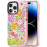 Rosarnnah for iPhone 14 Pro MaxCase Cute - Durable Shockproof 6.6 ft Drop Impact Phone Case - Funny Passion Flower Design (6.7") Glitter Pink