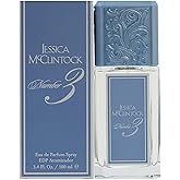 Jessica McClintock Number 3 Eau De Parfum Spray for Women, Romantic Floral Fragrance with Jasmine, Lilac, Lily of the Valley & Musk, Long-Lasting Scent in Blue Bottle, 3.4oz EDP