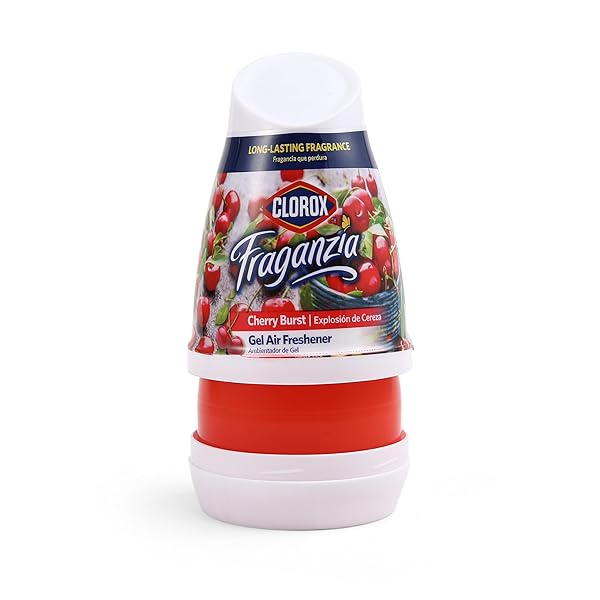 CLOROX FRAGANZIA GEL AIR FRESHENER CONE, CHERRY BURST SCENT – NO-PLUG, BATTERY-FREE AIR FRESHENER FOR SMALL ROOMS, CLOSETS, KITCHENS, BATHROOMS, OFFICES AND MORE, 6 OUNCE