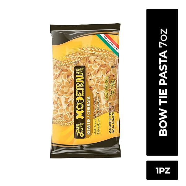 LA MODERNA, BOW TIE CORBATA PASTA, 7 OZ (PACK OF 1) | ENRICHED DURUM WHEAT SEMOLINA | KOSHER, NON-GMO, IRON AND VITAMIN-FORTIFIED | CLASSIC SHAPE FOR SOUPS, SALADS, AND PASTA DISHES