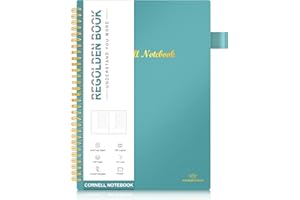 Regolden-Book Cornell Notes Notebook, Study Note Taking System, Spiral Notebooks, Subject College Ruled Notebook Steno Pads for Office School College Home (7x10)