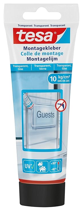 tesa Montagekleber für transparente Oberflächen und Glas, 130g