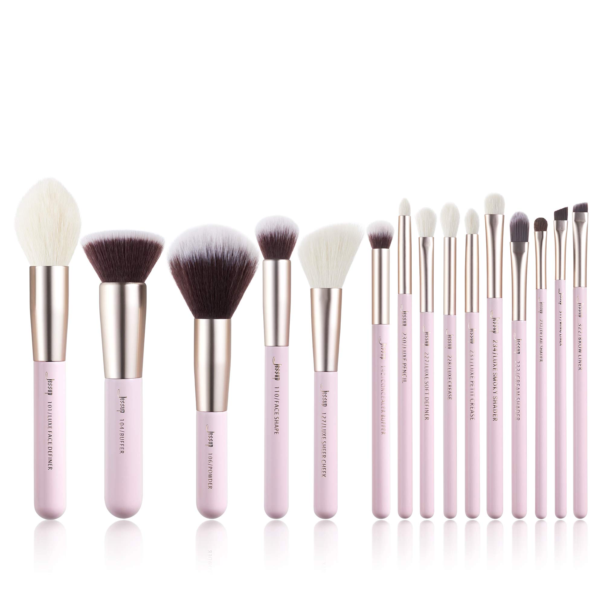 Jessup 15pcs Makeup Brushes Make up Tool Kit Beauty Professional Eyeshadow Power Lipstick Blending Cheeck Cosmetic Brushes Set Blushing Bride T293