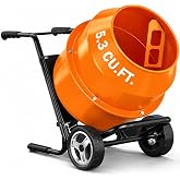 Dkenicor Electric Cement Mixer, 5.3 Cu.Ft. 750W 1HP Drum Portable Concrete Mixer Machine with Wheels &amp; Stand Steel for Stucco, Mortar, Feed Mixing, Ideal for Construction &amp; Farm Use, Orange