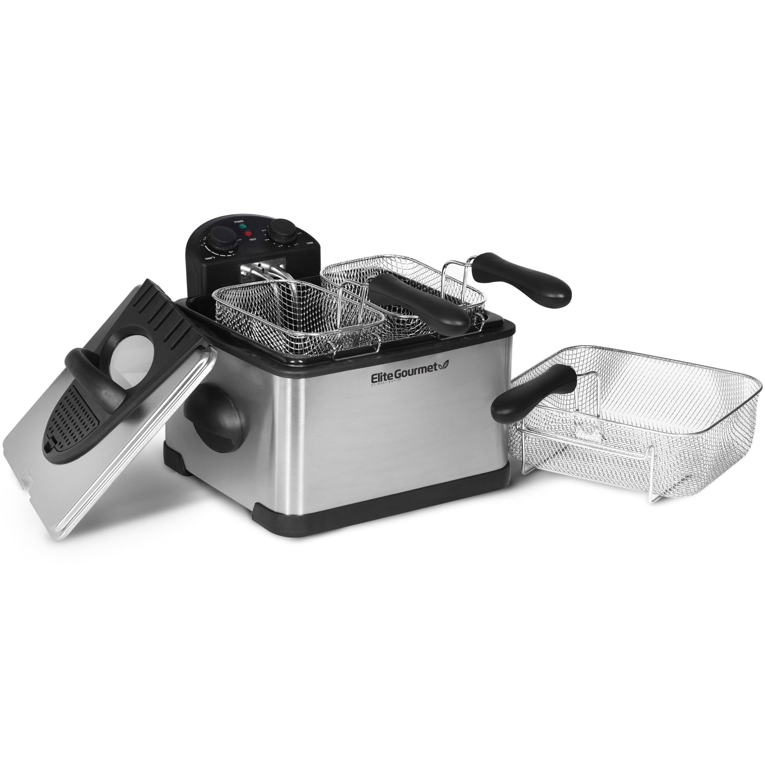 Elite Gourmet EDF-401TXB 1700-Watt Triple Basket