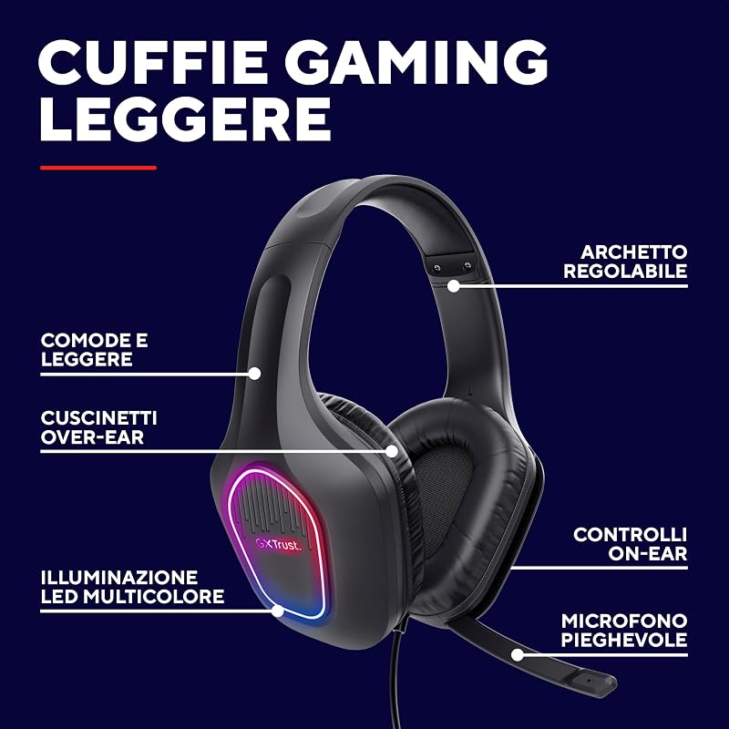 Rayne Cuffie Gaming Leggere Illuminazione LED Alimentata via USB