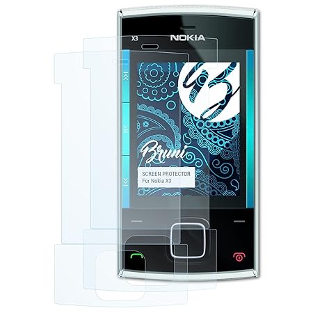 Bruni Schutzfolie für Nokia X3 Folie, glasklare Displayschutzfolie (2er Set)