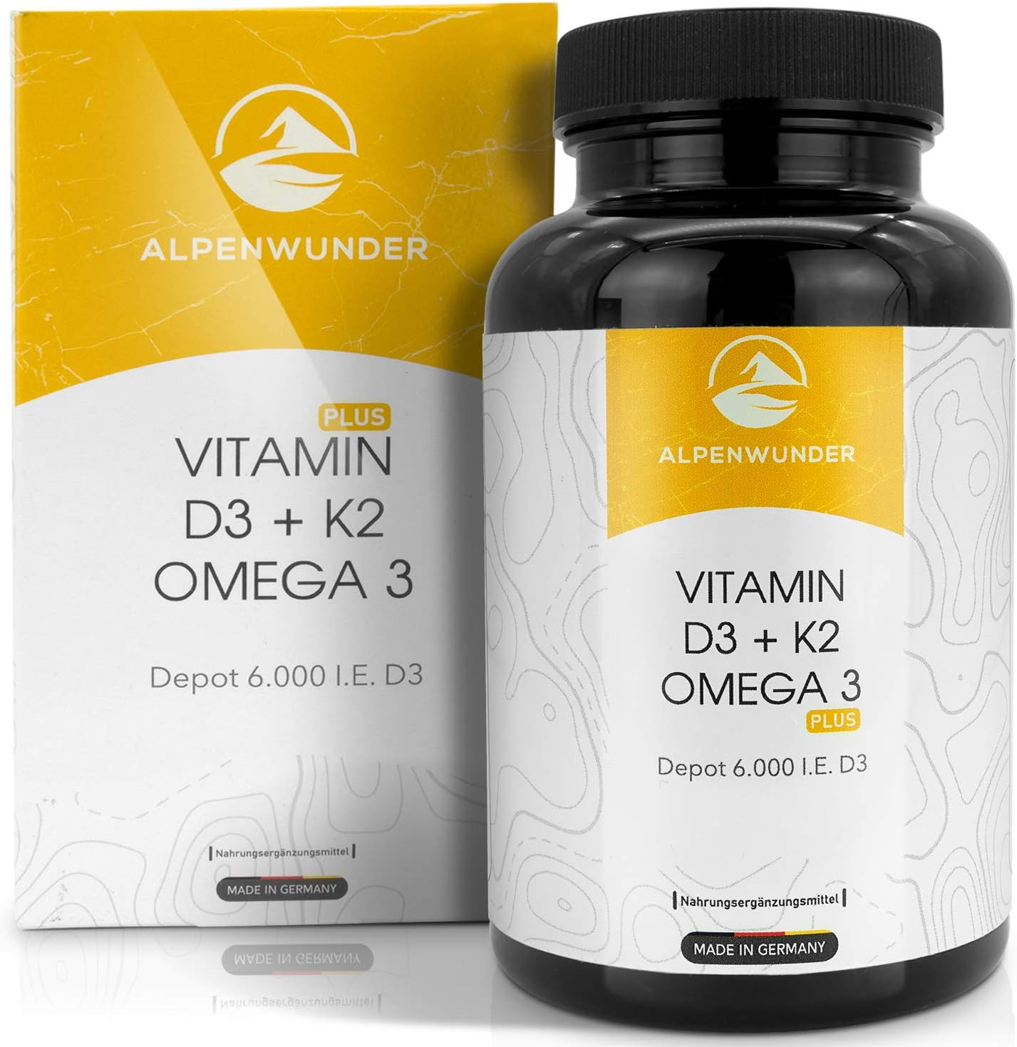 Alpenwunder Vitamin D3 Und K2 Omega 3 Fischöl Kapseln Hochdosiert 100 Made In Germany 180 Hochwertige Vitamin D3k2 Und Omega 3 Fischölkapseln