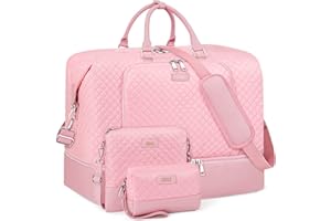 TIBES Travel Weekender Bag for Women, Overnight Bag with Shoe Compartment, Oversized Travel Duffel Bag Carry On Tote with Trolley Sleeve 21" for Weekend Travel Business Trip