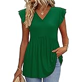 WIHOLL Womens Summer Tops 2026 Babydoll Shirts Ruffle Sleeve Spring Outfits Dressy Casual Blouses