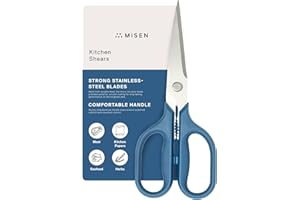 Misen Heavy Duty Kitchen Shears - Versatile Kitchen Scissors for Meat, Poultry & More - Easy Clean Kitchen Shears/Scissors - Ambidextrous Comfort Handle - Blue