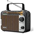 LEOTEC AM FM Radio with Bluetooth,Portable Vintage Transistor Radio Rechargeable Battery/4 AA Cell Battery Operated/Plug in Wall,AUX,Big Speaker,Headphone Small Gifts for Senior