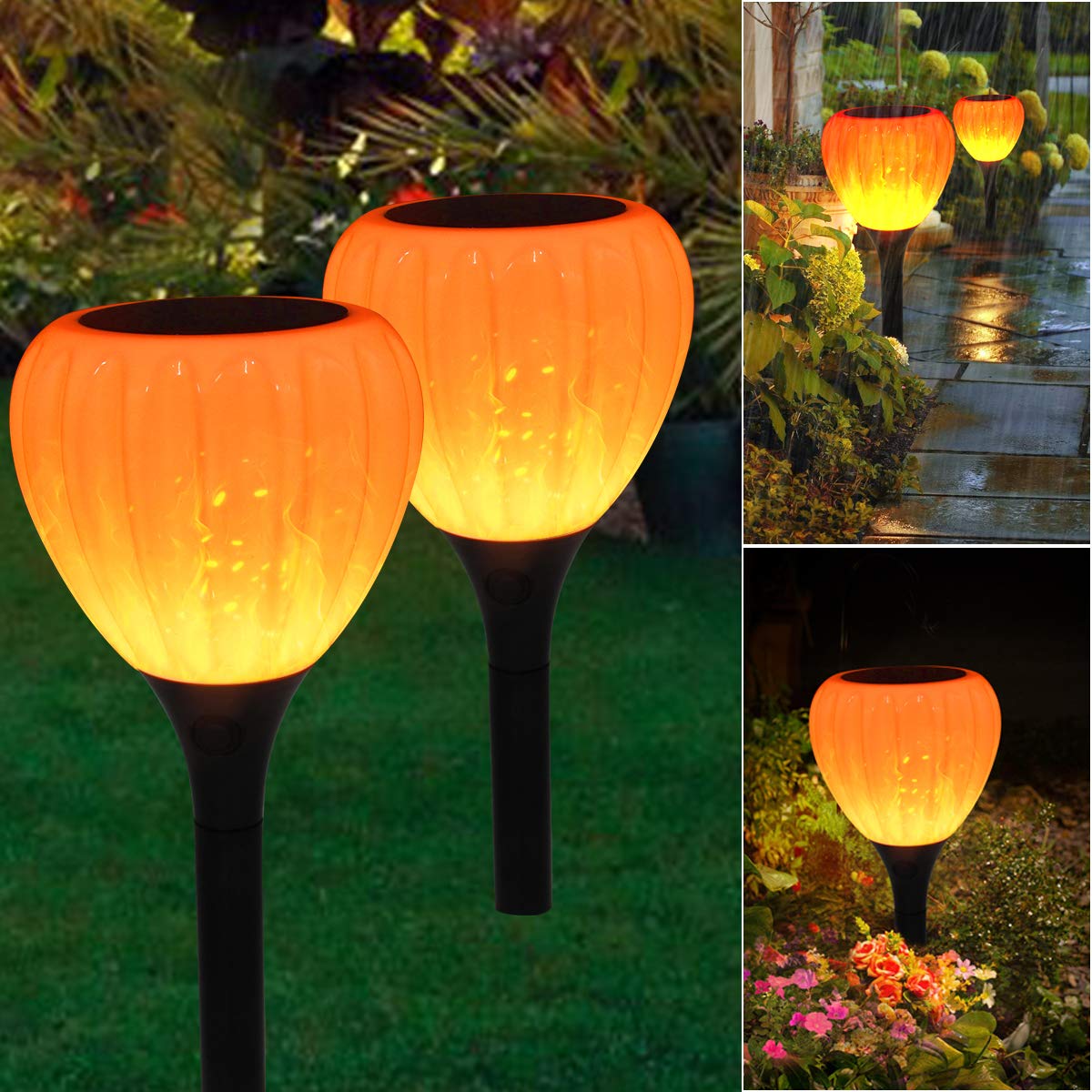 Solar Lights Outdoor Garden Halloween,2 Packs Solar Powered Garden Lights, LED Pathway Lighting Pathway Lighting for Patio, Lawn,Yard,Walkway,Driveway
