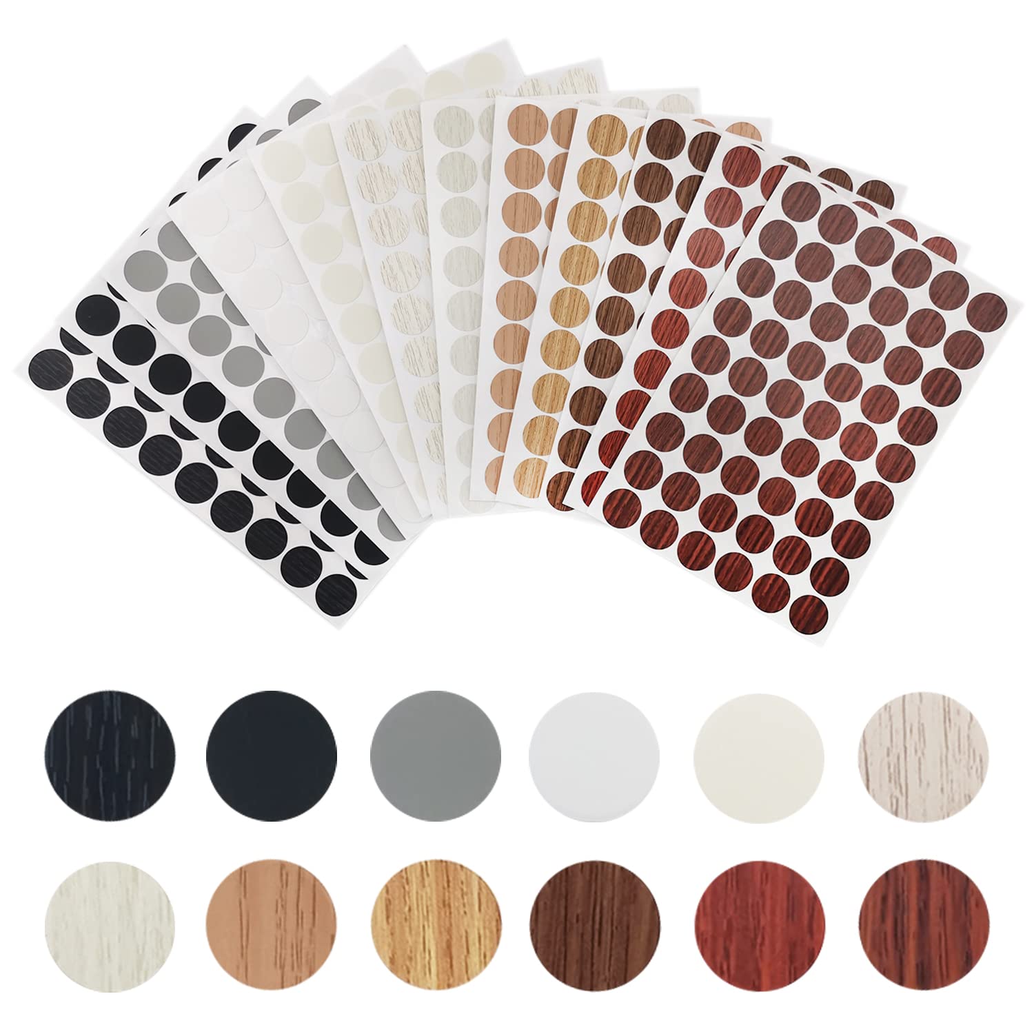 XPOOP Sticker Covers for Wood Screw Holes, Textured Stickers in 12 Colors