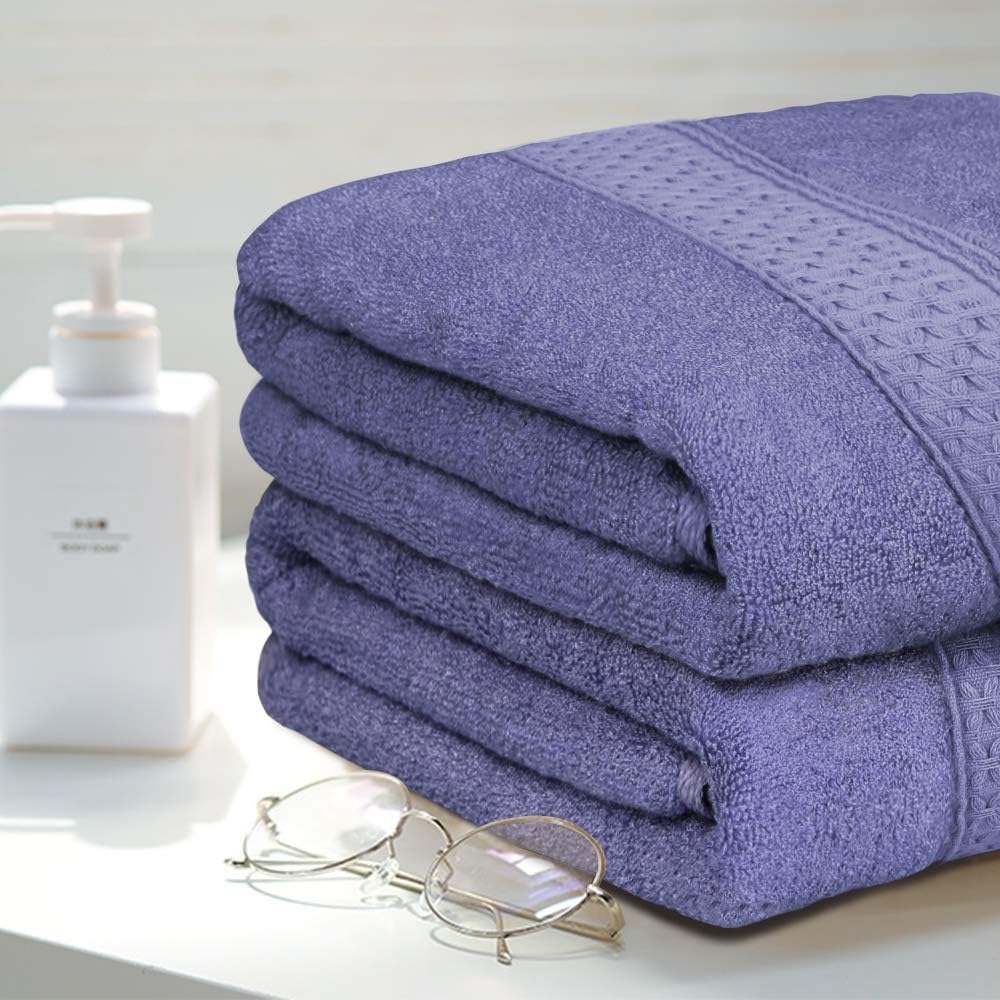 YOOFOSS Bath Towels 100% Organic Cotton Bath Towels Set 28x55 in Large Soft, Plush, Absorbent Towel for Bathroom - Purple: Kitchen & Dining