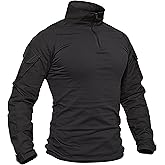 TACVASEN Men's Tactical Shirt Long Sleeve Combat Shirt 1/4 Zip with Pockets Military Army Paintball Airsoft Breathable