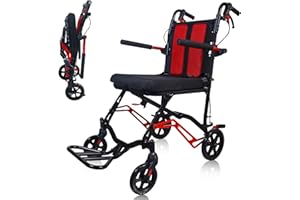 SOFTFISH 18LBS Lightweight Foldable Transport Wheelchair for Adults - Portable, Fold-Back Armrests, 8” Rear Wheels, Aluminum 