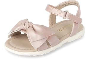 The Children's Place girls Baby Girls and Toddler Flat Sandals With Adjustable Ankle Strap