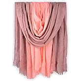 Iristide Two-tone Linen Scarf for Women Lightweight Summer Wrap Cotton Shawl Beach Travel Pashmina Gauze 75"×35"