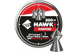 Hawki Airgun Pellets .177cal/4.5mm Caliber (9.72gr/0.63 g) 500 ct Hi6019EX Pointed