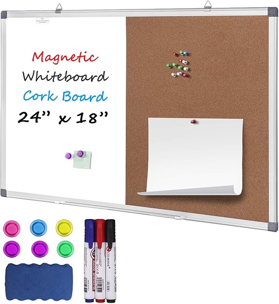 White Board & Bulletin Cork Board Combination 24 x 18