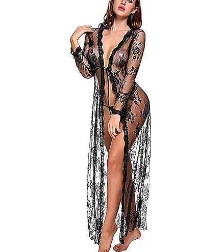lingerie lace dresses Hotspot Up Front Long Sleeve Lace Mini Dress Black One Size: Clothing, Shoes & Jewelry its designed for comfortable wear Avidlove Womens Sheer Lace Dress