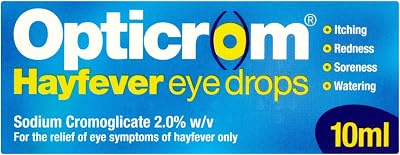 Opticrom Hayfever Eye Drops 2% Sodium Cromoglicate 10 ml Brand New