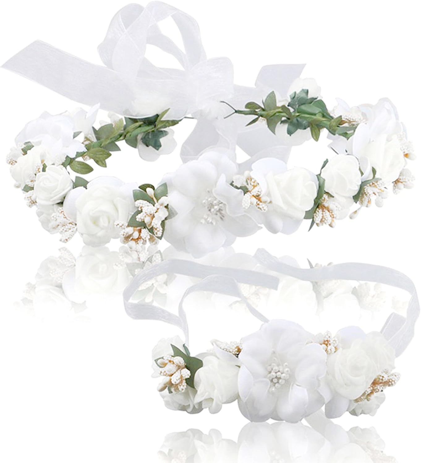 Amazon 新婦人 花冠 腕輪 2点セット 花かんむり 髪飾り ウェディング 小物 ヘアアクセサリー ブライダル ヘッドドレス 花嫁 発表会 花 髪飾り ホワイト ピン コーム 通販