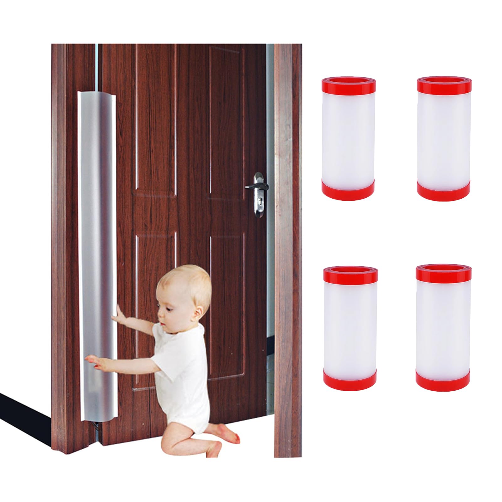 Photo 1 of 4 PCS Door Jam Shield Finger Pinch Guard for Baby Proofing, Kids, Door Pinch Guard, Cover Pinch Guard for 90 & 180 Degree Doors Frame & Baby Gate. 47.2" H, 6.7" W. 2 Pieces Set | Junesisters (4)