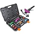 CARVALAX 90° Ratcheting Pipe Tube Bender Set: 1/4" to 7/8" O.D. with 7-Color Aluminum Heads – LITE MODEL (No Reverse) with Tube Cutter & Deburring for HVAC, Air Conditioning and Hydraulic Applications