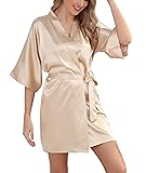 The Bund womens Pure Colour Short Kimono Robes with