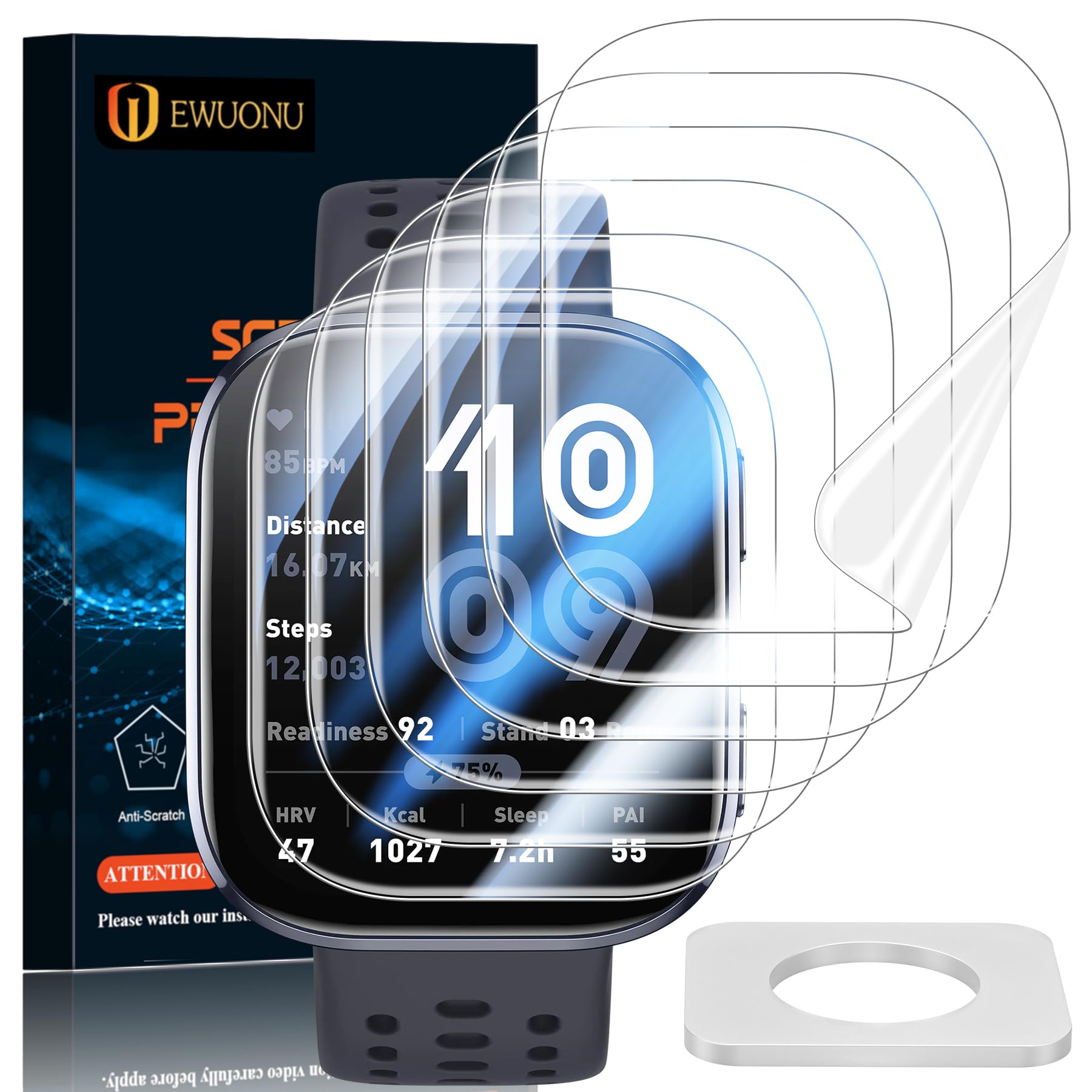 EWUONU 6 Pack Flexible Film for Amazfit Bip 6 Screen Protector [NOT GLASS], Non-Breakable Soft TPU Hydrogel Film Invisible Thin Ultra HD Clear Anti-Scratch Self-Healing for Amazfit Bip 6 Accessories