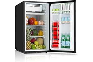 DollarDash 3.2 Cu.Ft Mini Fridge with Freezer, 7-Temperature Settings Single Door Compact Refrigerator for Bedroom, Office, Apartment, Dorm